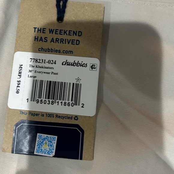 Chubbies Men's The Khakinators Performance Lightweight Khaki Pants Size L - Picture 9 of 13